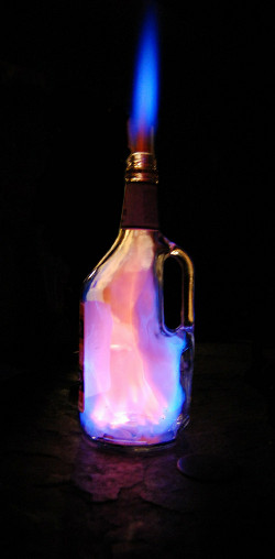 flaming bottle